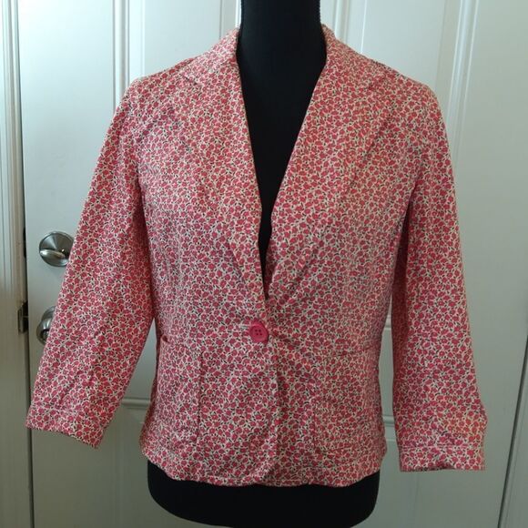 Liz Claiborne Coral floral print jacket - Picture 1 of 12